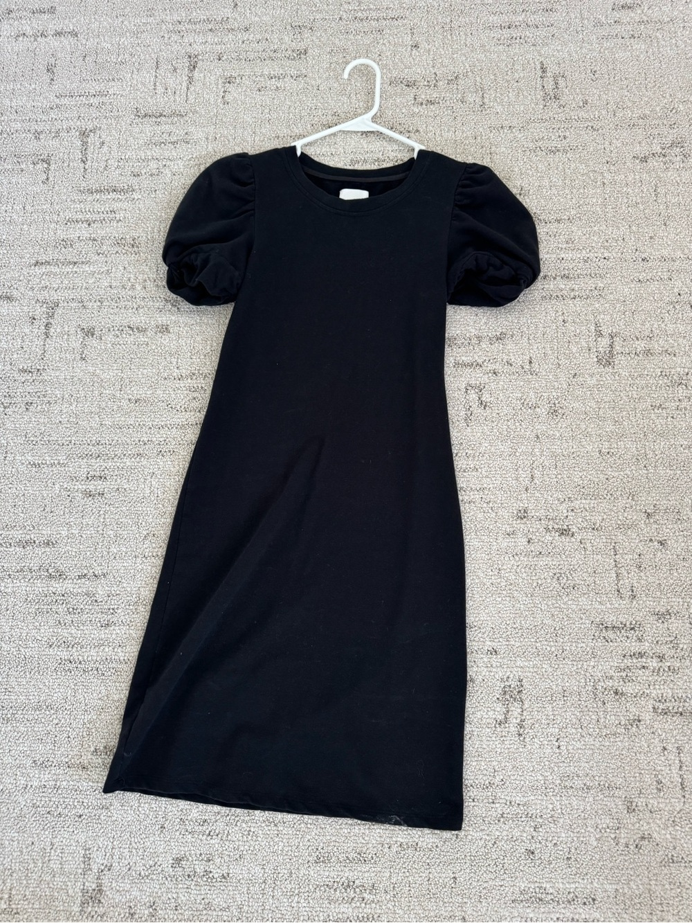 Black Puff-Sleeve Midi Dress